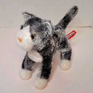 Douglas Kitty Cat Stuffed Animal Fluffy Gray and White with Pink Nose